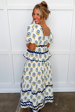 Santorini Bloom Midi Skirt