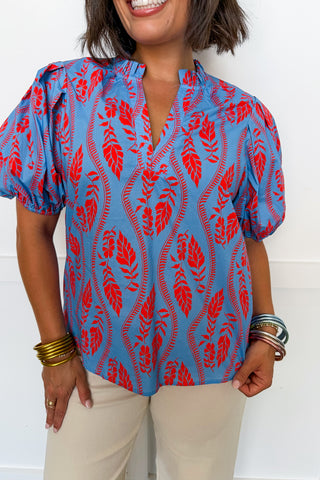 Palm Breeze Puff Sleeve Top