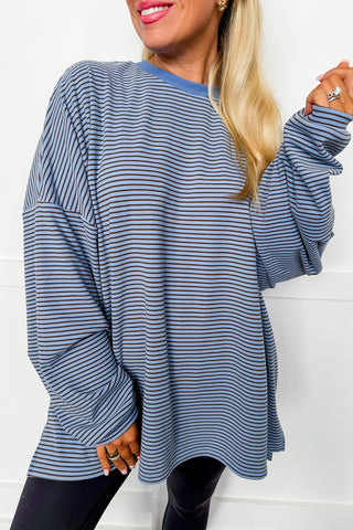 The Jessica Plush Striped Top in Blue