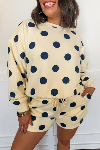 Dotted Set in Cream & Navy