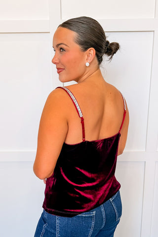 Afterglow Velvet Cami in Burgundy