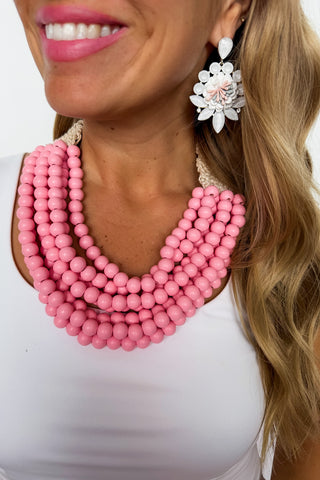Coastal Pop Statement Necklace in Pink