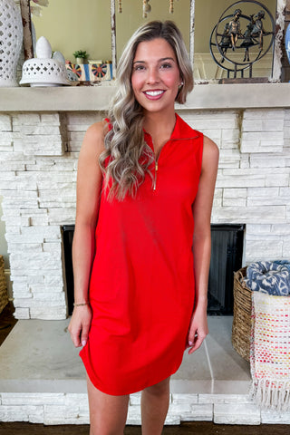 The Harbor Shift Dress in Red