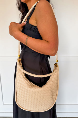 The Olivia Cream Woven Shoulder Bag