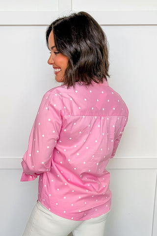 Sweet Spot Button-Up Top in Pink