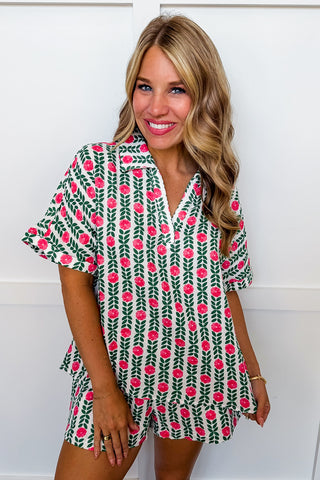 Magnolia Grace Floral Gauze Short Set