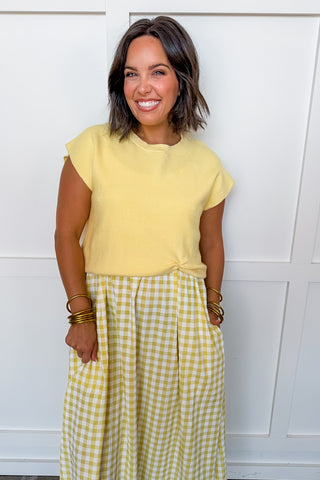 Two Items = Gingham Maxi Dress + Lemon Sweater