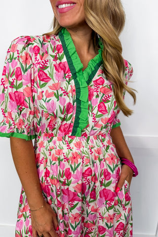 The Juliette Maxi Dress in Pink Mix Floral