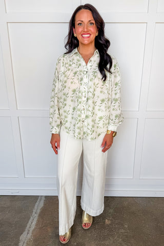 Heirloom Ivy Button Front Blouse
