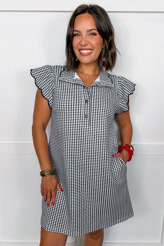 Sweet Intentions Gingham Dress in Navy
