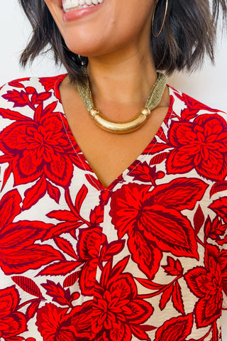 Southern Charm Floral Top in Red