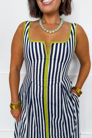 Just Feels Right Stripe Dress in Navy