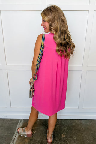 Dear Scarlett Lizzy Pocketed Dress in Pink Glow