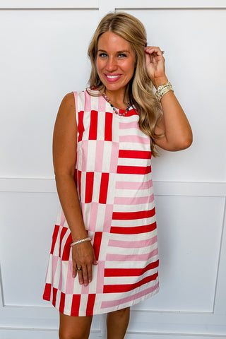 Fun Times Red & Pink Stripe Dress