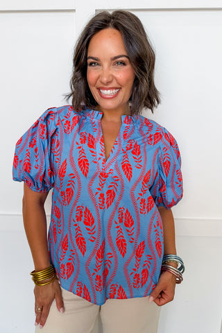 Palm Breeze Puff Sleeve Top
