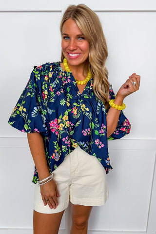 Signature Southern Navy Floral Blouse