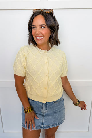 Sunlit Charm Textured Top in Lemon