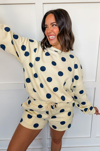 Dotted Set in Cream & Navy
