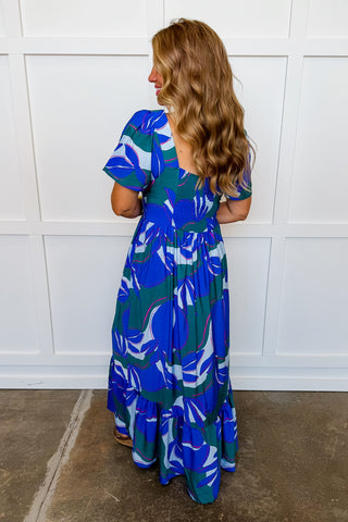 The Milena Midi Dress in Shade Blue by Mary Square