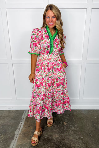 The Juliette Maxi Dress in Pink Mix Floral