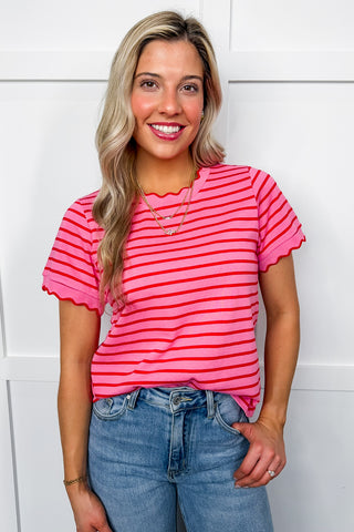 The Sweet Stripe Scallop Edge Tee