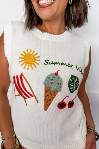 Summer Vibes Embroidered Knit Top