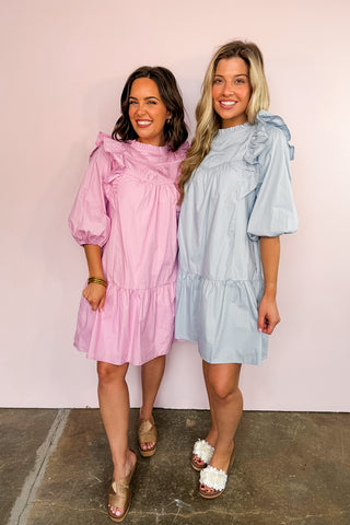 Simple & Southern Ruffle Dress in Blue