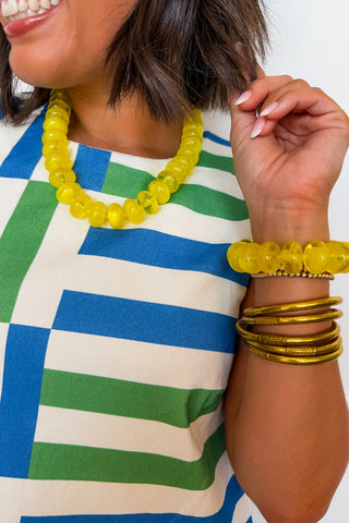 Sugar Rush Beaded Bracelet & Necklace Set in Yellow by Treasure Jewels