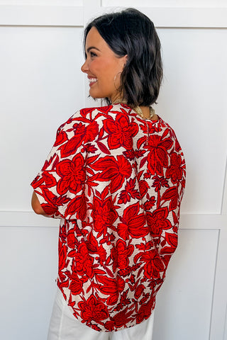 Southern Charm Floral Top in Red