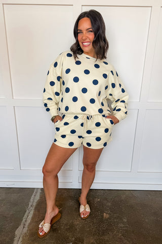 Dotted Set in Cream & Navy