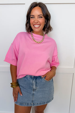 Everyday Ease Knit Top in Pink