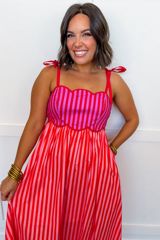 bright pink and orange dress Vibrant eye-catching maxi dress. Medium size. Bright orange, deep pink/magneta colour medley
