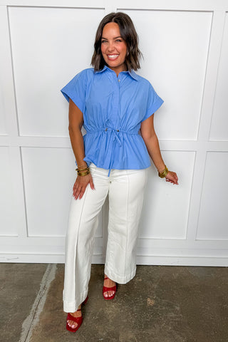 Cinched & Chic Top in Chambray