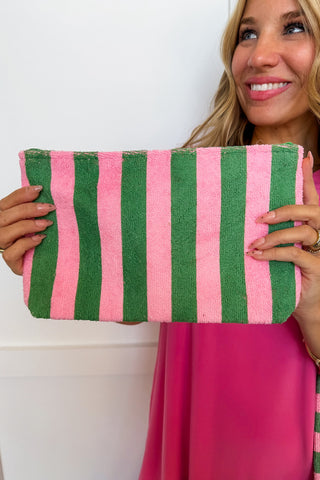 Palm Beach Pink & Green Stripe Mini Pouch