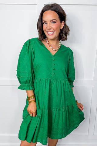 The Raya Solid Green Dress by Mary Square