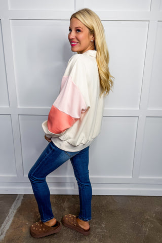 Blush Stripe Half Zip Pullover