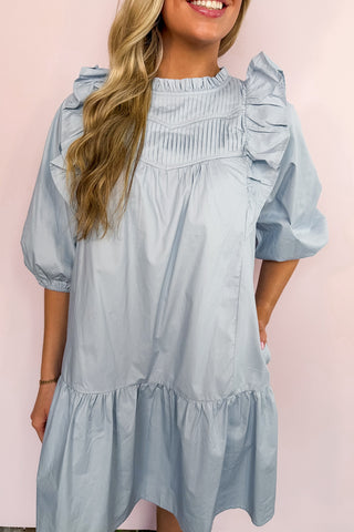 Simple & Southern Ruffle Dress in Blue