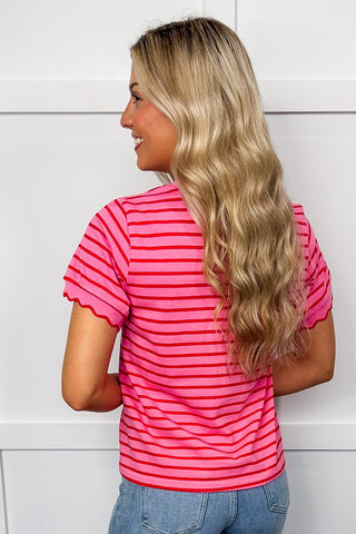 The Sweet Stripe Scallop Edge Tee