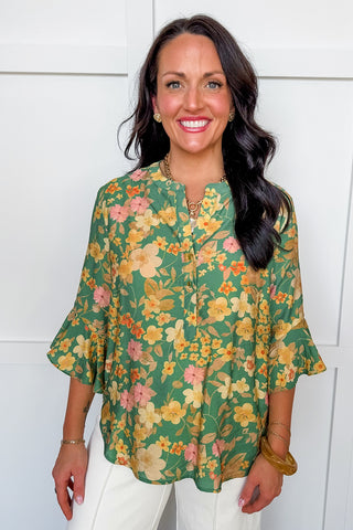 Heritage Green Multi Floral Blouse