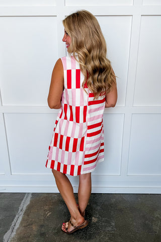 Fun Times Red & Pink Stripe Dress