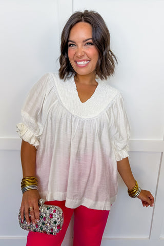 Pretty Little Smocked Top in Off White