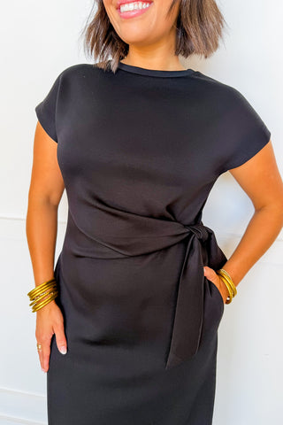 Side Note Comfy Tie Dress in Classic Black