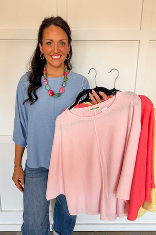 Relaxed Days Dolman Knit Top in Baby Pink