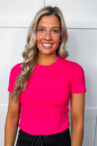 Hot Pink Deal - On The Go Crop Tee in Hot Pink
