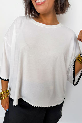 Breezy Basic Embroidered Trim Top