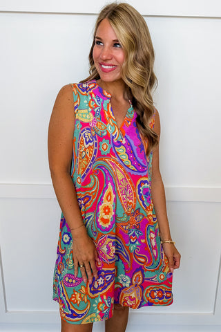 Dear Scarlett Lizzy Pocketed Dress in Multi Color Paisley