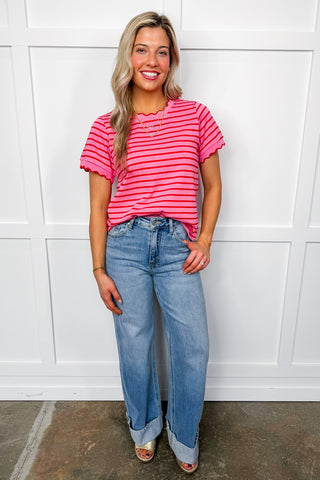 The Sweet Stripe Scallop Edge Tee