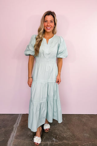 The Katie Dress - Tiered Midi Dress in Mint