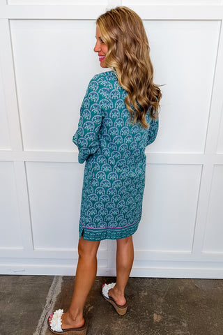 The Brenda Dress in Sun Shower Flora Ocean by Mary Square