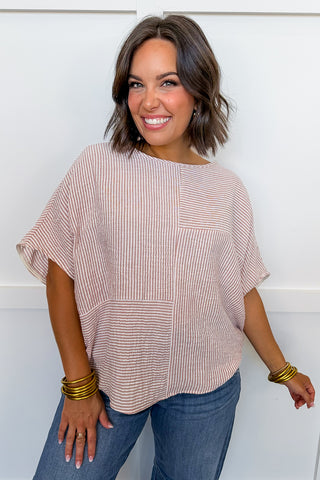 Effortless Stripe Top in Terracotta